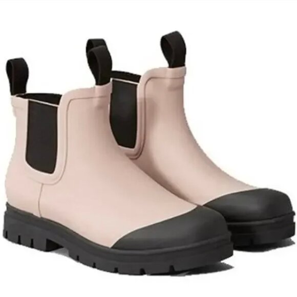 Everlane The Rain Boot Pink Black Chunky Chelsea Waterproof Ankle Rain Boots 8 - Picture 3 of 10